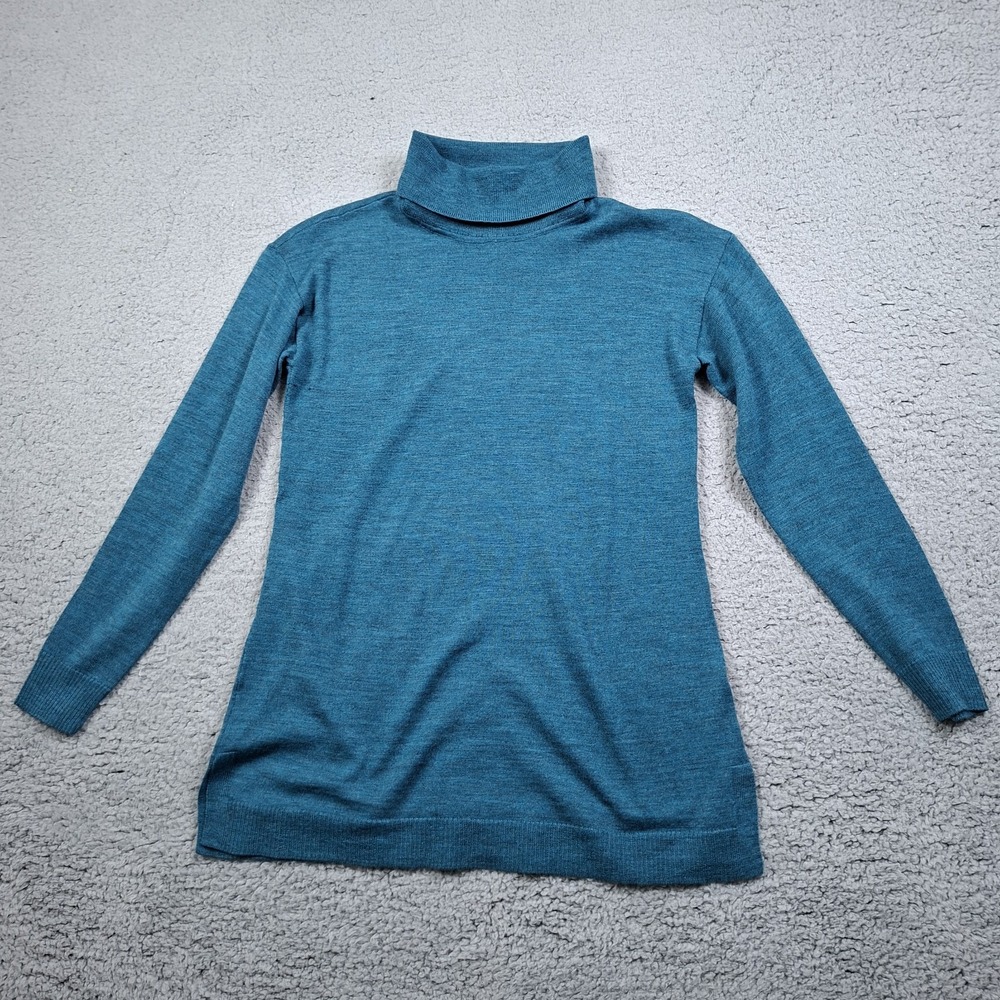 Talbots Pure Merino Wool Lightweight Turtleneck Sweater Teal Petites Small P